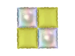 Folie Ballon Gardin Double-Sided Kvadrat, Holographic-Neon Gul, 35 X 35 cm (4 Stk.)