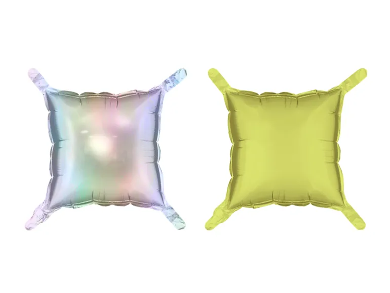 Folie Ballon Gardin Double-Sided Kvadrat, Holographic-Neon Gul, 35 X 35 cm (4 Stk.)