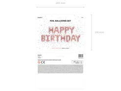 Folie Ballon Happy Birthday, 340 X 35 cm, Rosegold