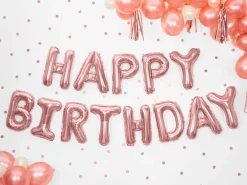 Folie Ballon Happy Birthday, 340 X 35 cm, Rosegold