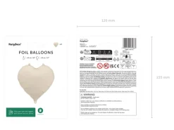 Folie Ballon Hjerte, 45 cm, Beige