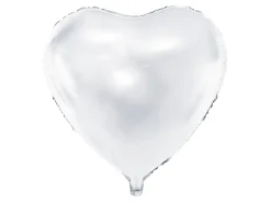 Folie Ballon Hjerte, 45 cm, Hvid