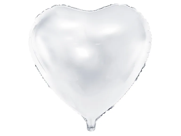 Folie Ballon Hjerte, 45 cm, Hvid