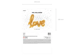 Folie Ballon Love, Guld, 73 X 59 cm