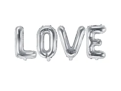 Folie Ballon Love, 140 X 35 cm, Sølv