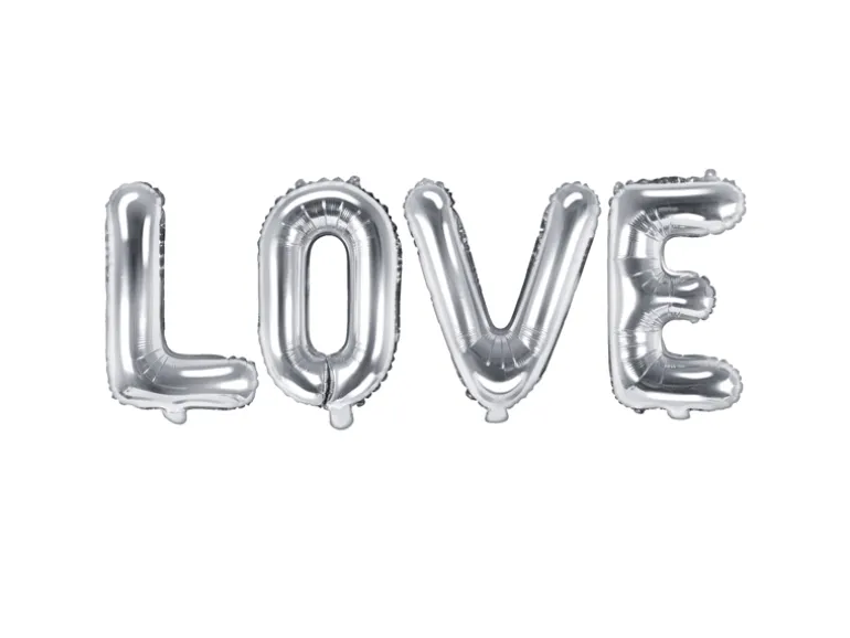 Folie Ballon Love, 140 X 35 cm, Sølv
