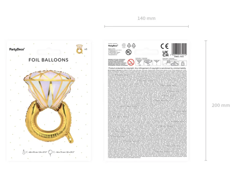 Folie Ballon Ring, 60 X 95 cm, Mix