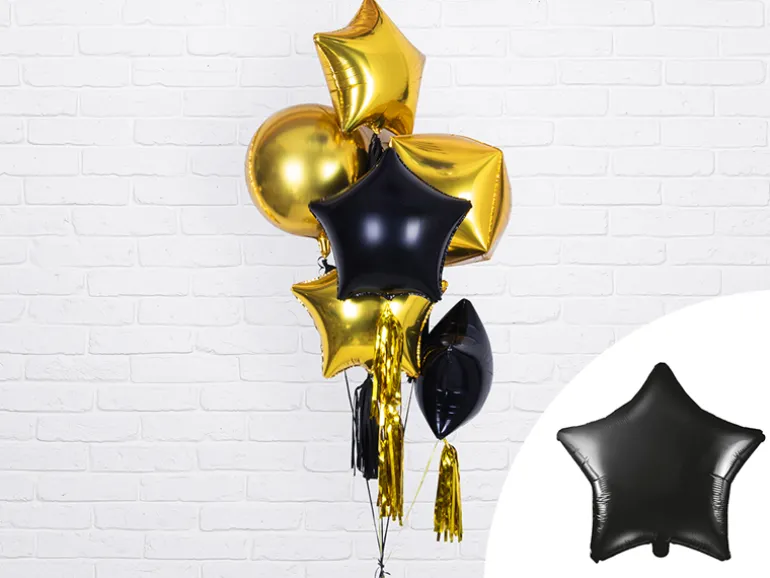 Folie Ballon Stjerne, 48 cm, Sort