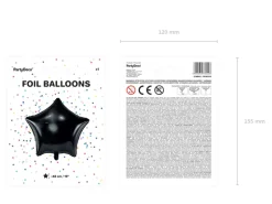 Folie Ballon Stjerne, 48 cm, Sort