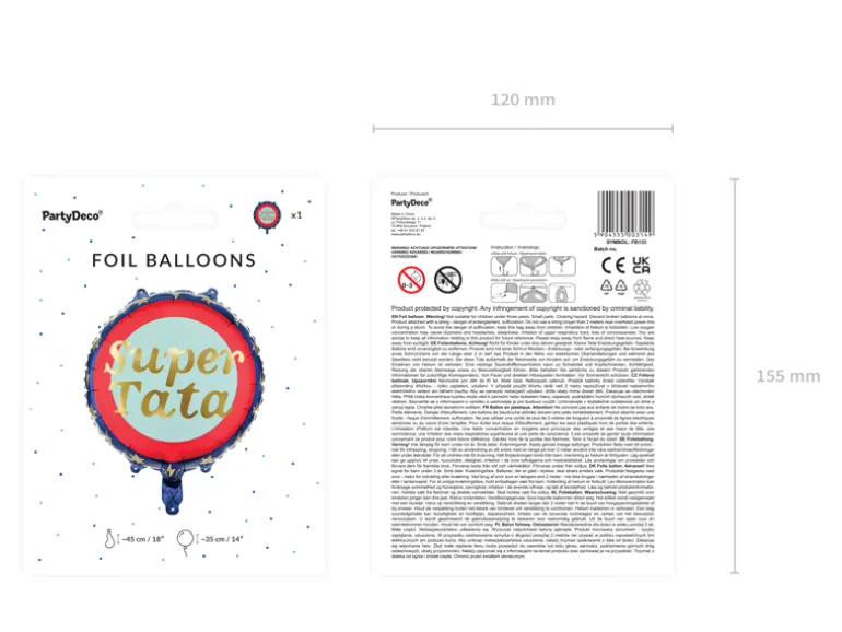 Folie Ballon Super Tata, 45 cm, Mix