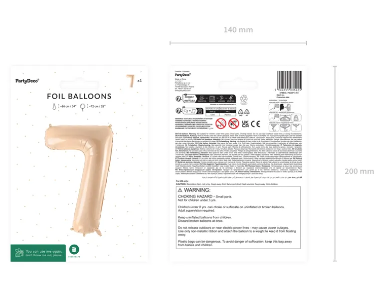 Folie Ballon Tal ''7'', 72 cm, Beige
