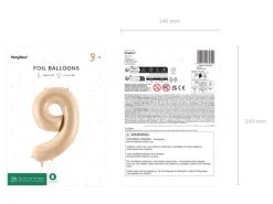 Folie Ballon Tal ''9'', 72 cm, Beige