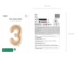 Folie Ballon Tal ''3'', 72 cm, Beige