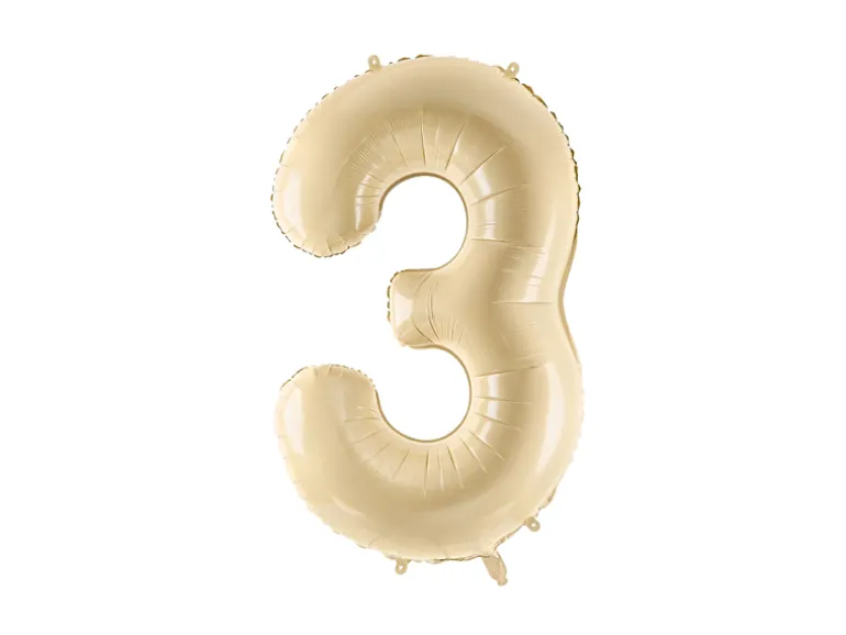 Folie Ballon Tal ''3'', 72 cm, Beige