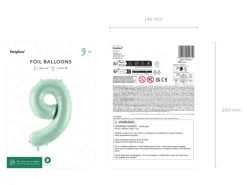 Folie Ballon Tal ''9'', 72 cm, Grøn