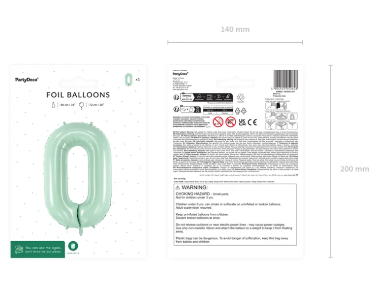Folie Ballon Tal ''0'', 72 cm, Grøn