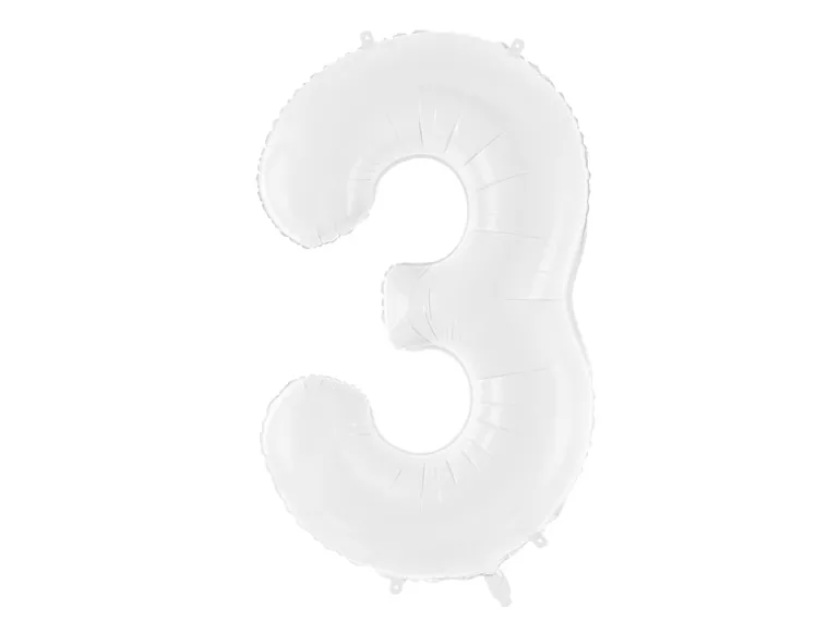 Folie Ballon Tal ''3'', 86 cm, Hvid