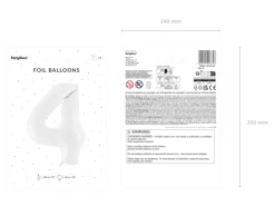 Folie Ballon Tal ''4'', 86 cm, Hvid