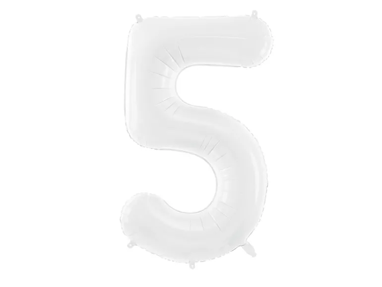 Folie Ballon Tal ''5'', 86 cm, Hvid