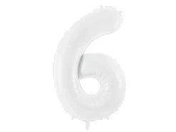 Folie Ballon Tal ''6'', 86 cm, Hvid