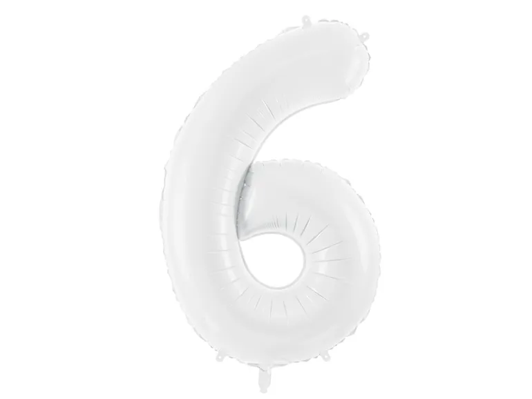 Folie Ballon Tal ''6'', 86 cm, Hvid