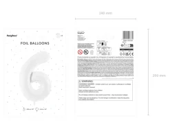 Folie Ballon Tal ''6'', 86 cm, Hvid