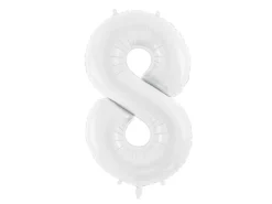 Folie Ballon Tal ''8'', 86 cm, Hvid