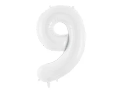 Folie Ballon Tal ''9'', 86 cm, Hvid