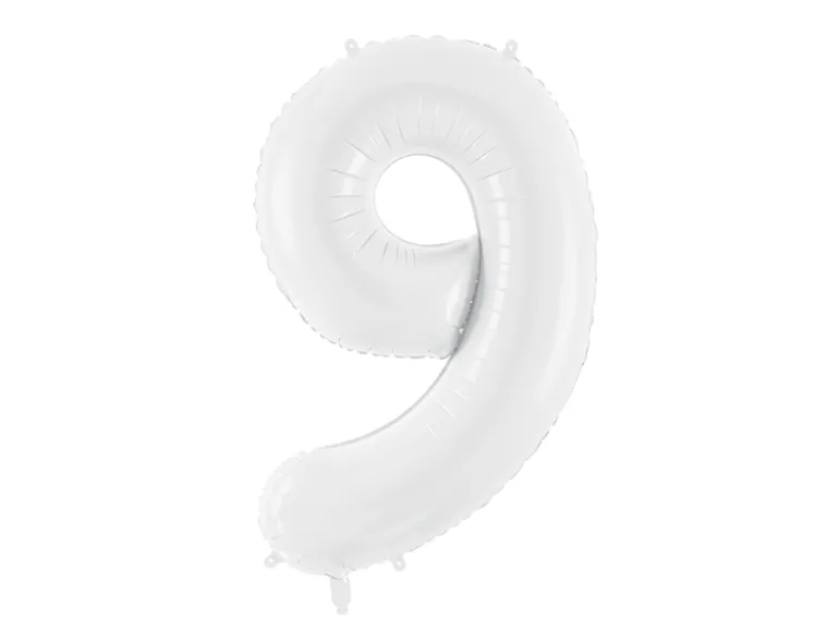 Folie Ballon Tal ''9'', 86 cm, Hvid