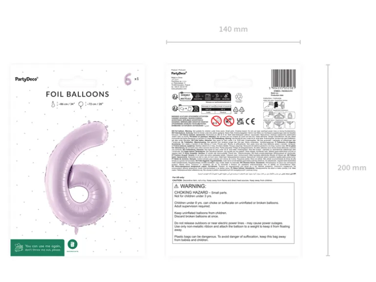 Folie Ballon Tal ''6'', 72 cm, Lilla