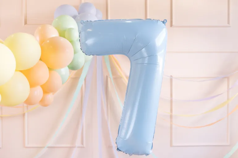 Folie Ballon Tal ''7'', 72 cm, Lyseblå