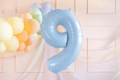 Folie Ballon Tal ''9'', 72 cm, Lyseblå
