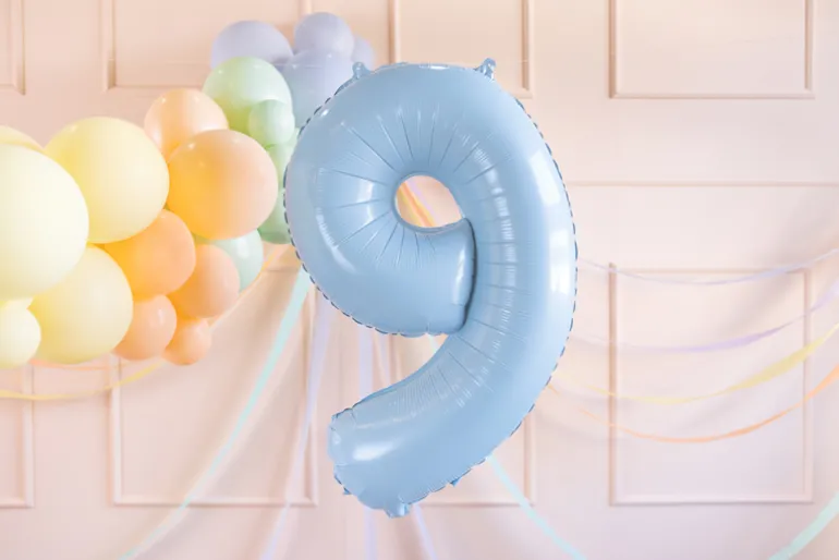 Folie Ballon Tal ''9'', 72 cm, Lyseblå