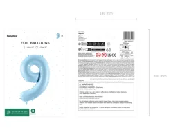 Folie Ballon Tal ''9'', 72 cm, Lyseblå