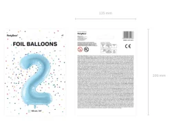 Folie Ballon Tal ''2'', 86 cm, Lyseblå