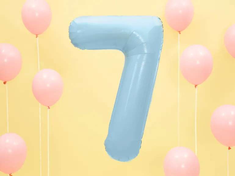 Folie Ballon Tal ''7'', 86 cm, Lyseblå
