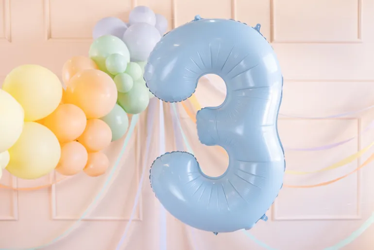 Folie Ballon Tal ''3'', 72 cm, Lyseblå