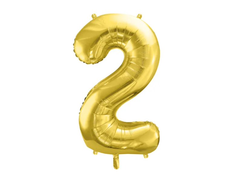Folie Ballon Tal ''2'', 72 cm, Lys Guld