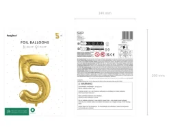 Folie Ballon Tal ''5'', 72 cm, Lys Guld