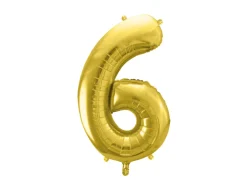 Folie Ballon Tal ''6'', 72 cm, Lys Guld
