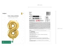 Folie Ballon Tal ''8'', 72 cm, Lys Guld