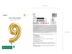 Folie Ballon Tal ''9'', 72 cm, Lys Guld