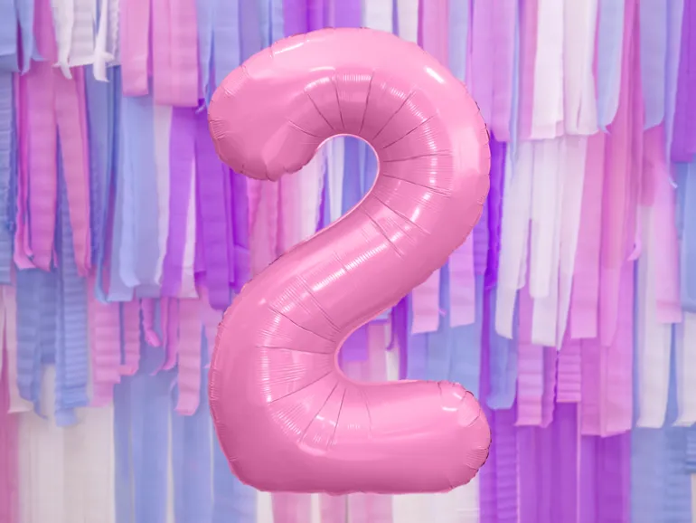 Folie Ballon Tal ''2'', 86 cm, Pink