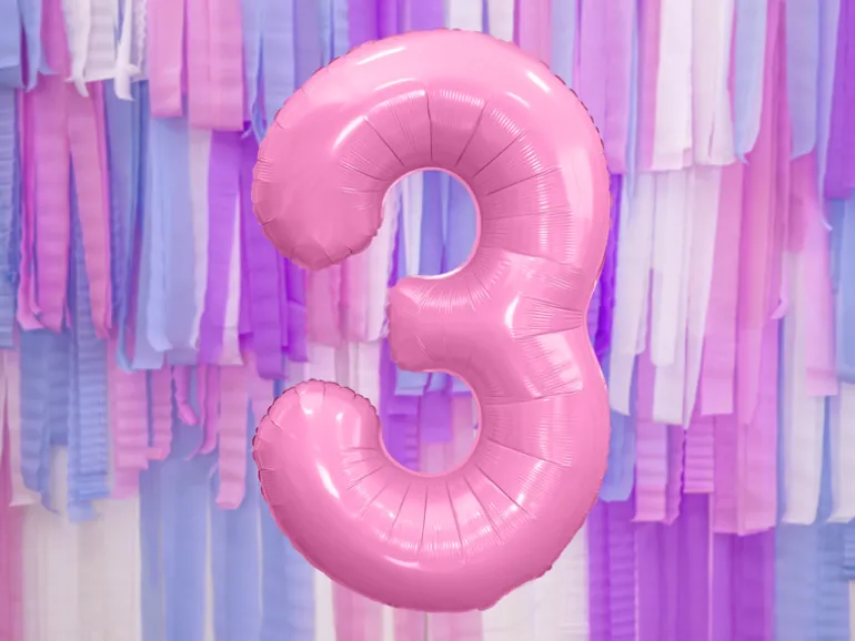 Folie Ballon Tal ''3'', 86 cm, Pink