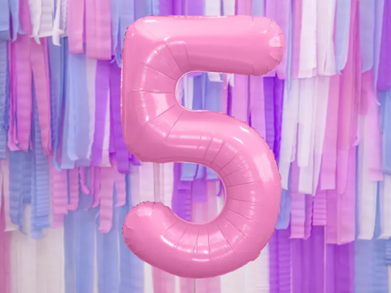 Folie Ballon Tal ''5'', 86 cm, Pink