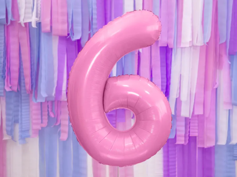 Folie Ballon Tal ''6'', 86 cm, Pink