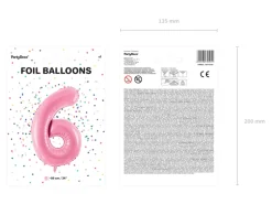 Folie Ballon Tal ''6'', 86 cm, Pink