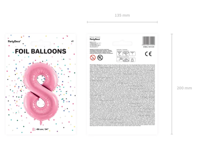Folie Ballon Tal ''8'', 86 cm, Pink