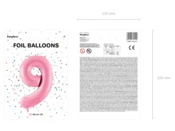 Folie Ballon Tal ''9'', 86 cm, Pink