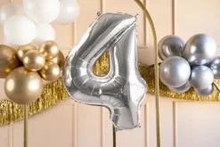 Folie Ballon Tal ''4'', 72 cm, Sølv
